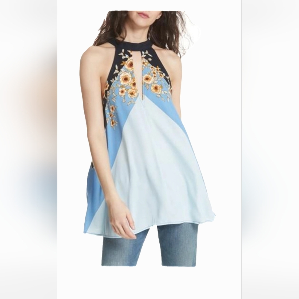 Free People Womens Beat Of My Heart OB819934 Tunic Dress Relaxed Blue Size M